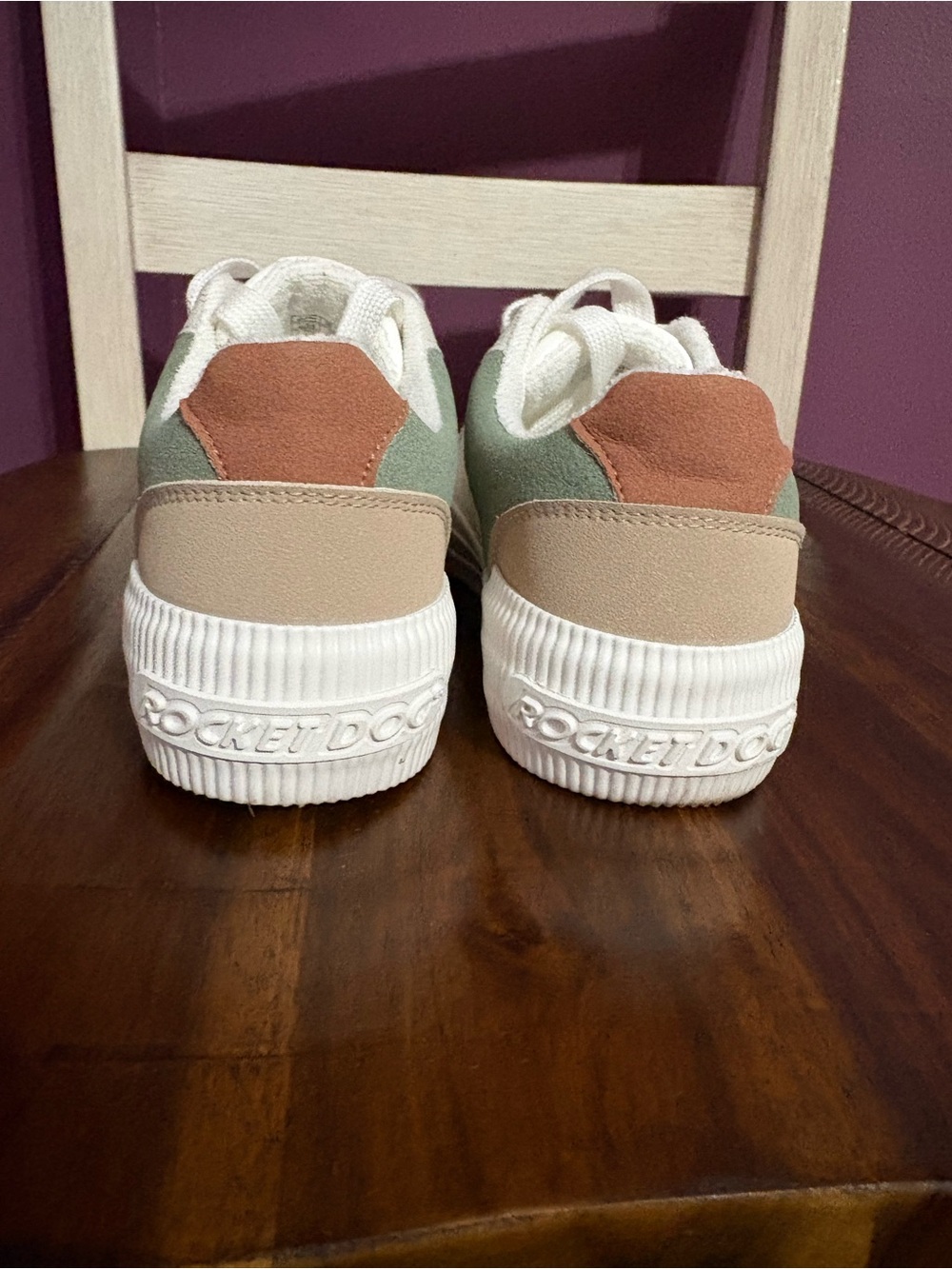 Rocket Dog White Sneakers with Sage and Tan Accents - Picture 3 of 8